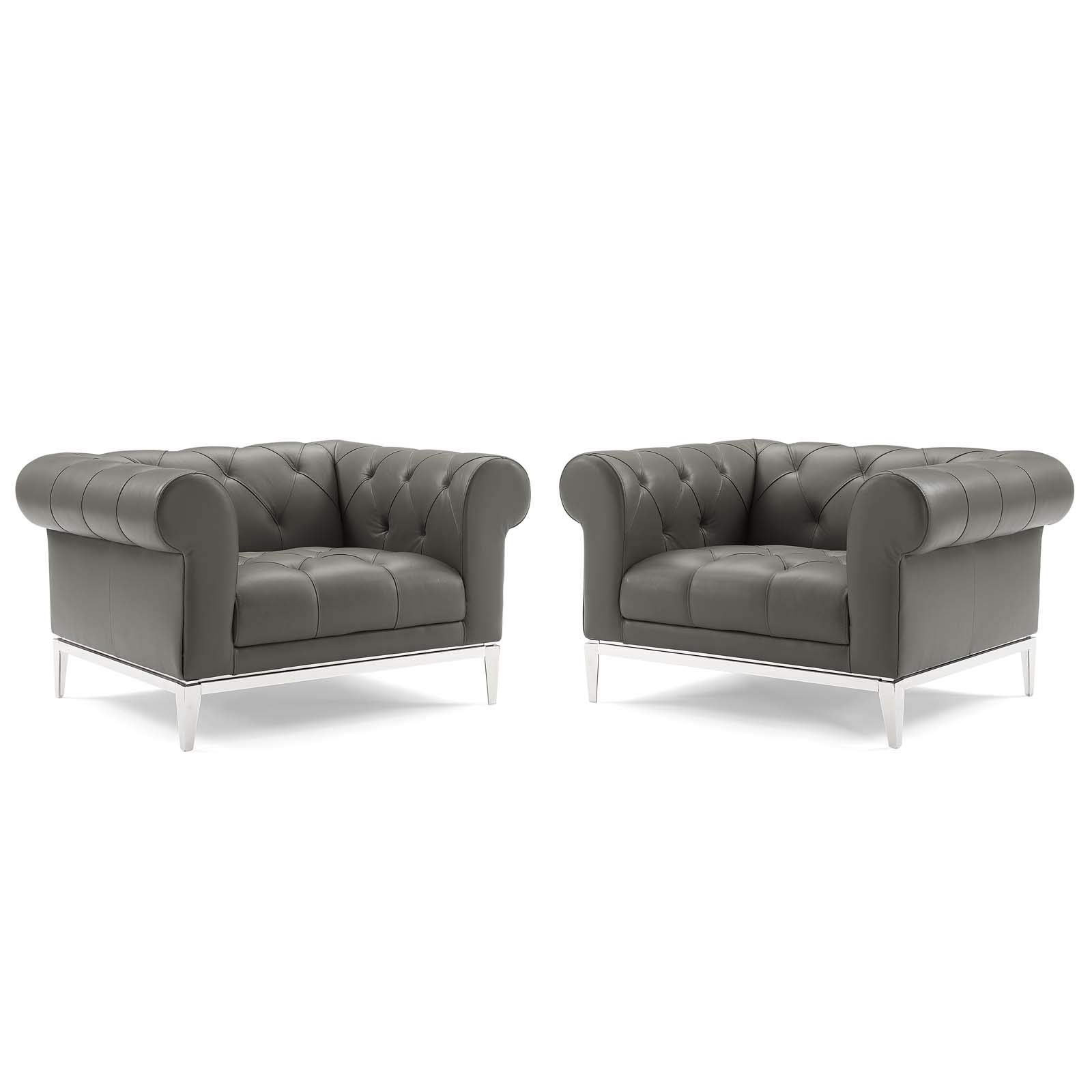 Modway Idyll Modern Gray Living Room Furniture Set - Sofa, Loveseat & Chair for Cozy Home Decor