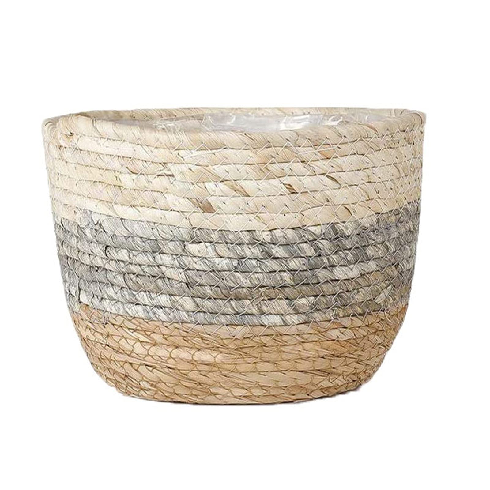 Straw Woven Flower Pot Cover Basket - Decorative Planter Storage Basket for Indoor & Outdoor Plants | Perfect for Home, Garden, and Patio Decor