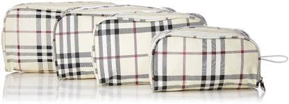 STACKRAID 4-Pack Clear Travel Toiletry Bags for Women & Men - Waterproof Makeup Organizer, Shaving Kit Pouch - Perfect for Airplane, Gym, Camping (White Checks)