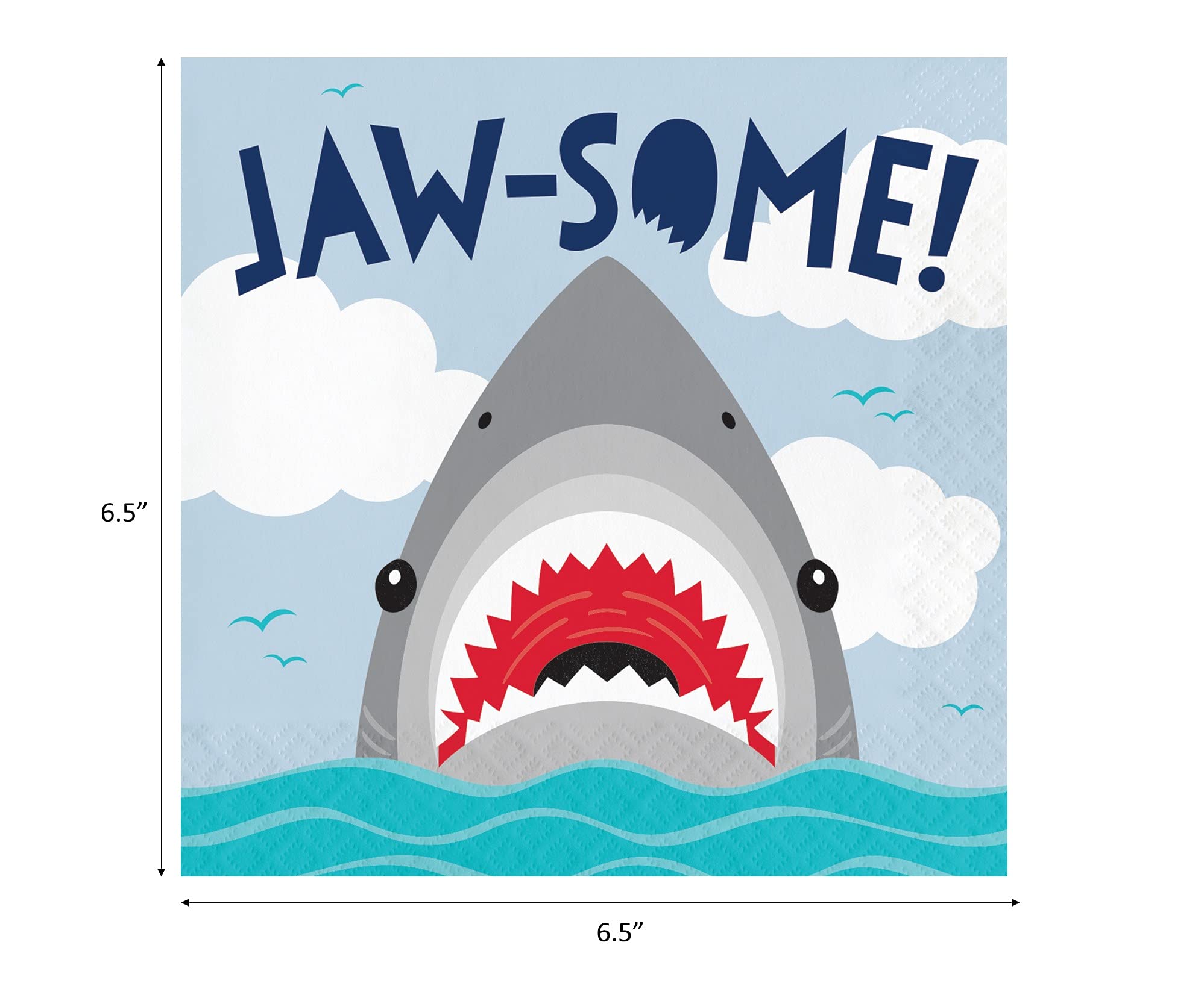 Shark Themed Party Supplies - 16-Piece Paper Plates & Napkins Set for Kids Birthday, Baby Shower & Ocean Theme Events - Durable & Eco-Friendly Disposable Tableware
