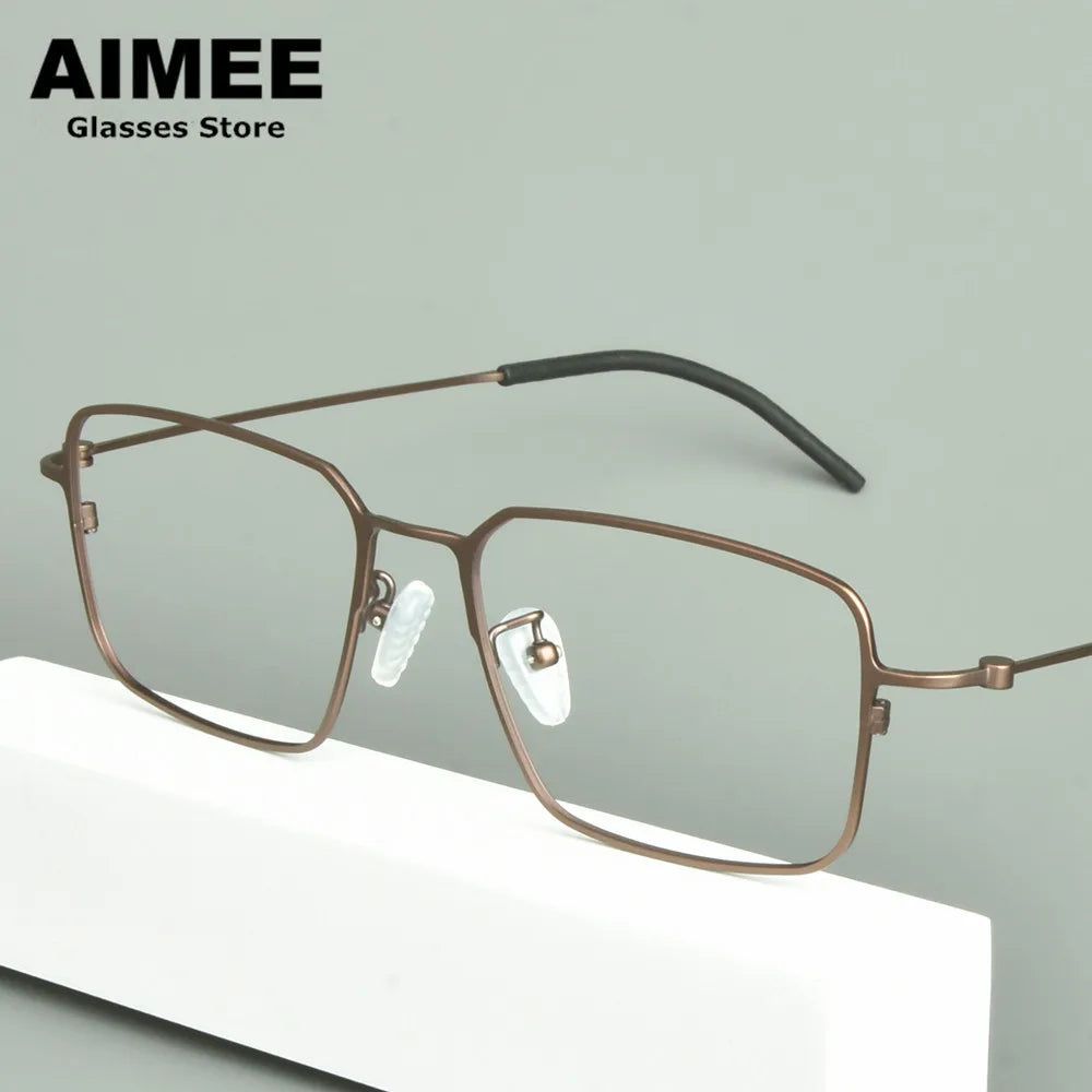Aimee Unisex Full Rim Square Titanium Eyeglasses Frame 15502 - Lightweight Durable Glasses for Men & Women - Perfect for Reading, Work, and Daily Wear