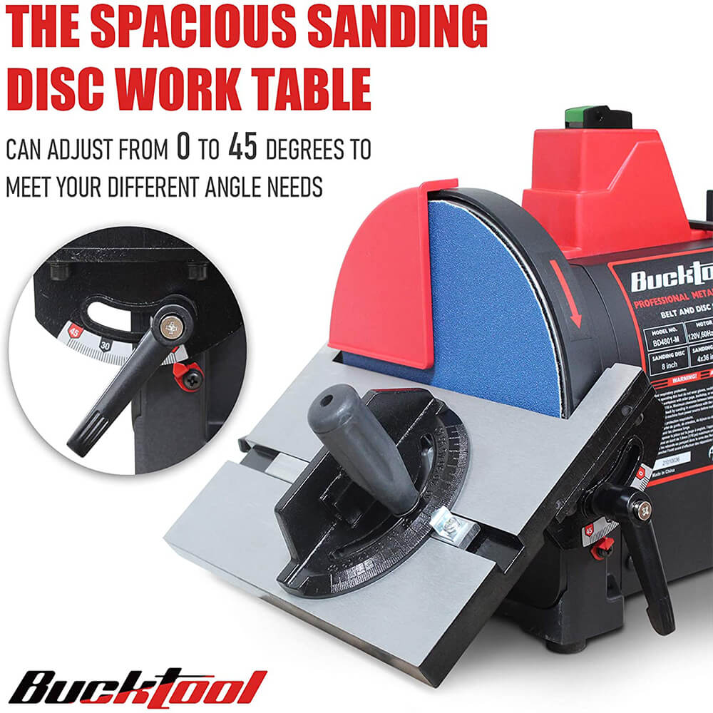 BUCKTOOL BD4801 4x36 Inch Belt Sander & 8 Inch Disc Sander Combo - Heavy Duty Metal Woodworking Bench Grinder for Sanding, Polishing, Sharpening - Perfect for DIY Projects, Metal Fabrication & Woodworking Workshops