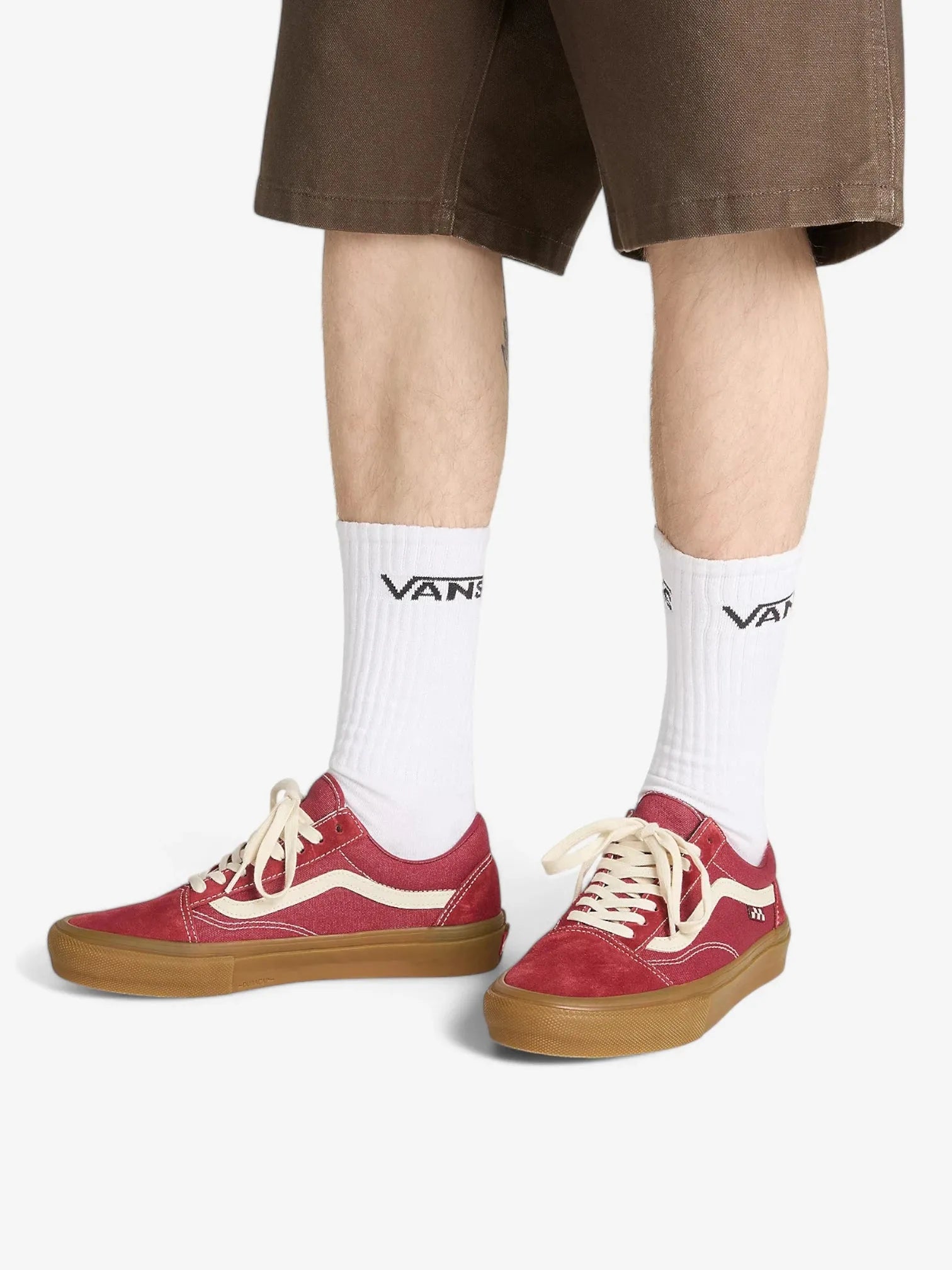 Vans Old Skool Skate Shoes - Classic Red & Brown Sneakers for Men & Women | Perfect for Skateboarding, Casual Wear & Street Fashion