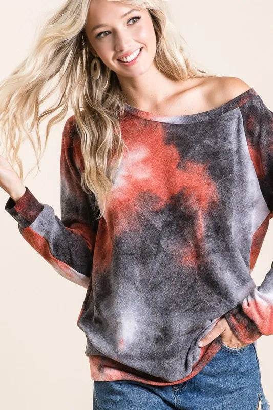 Tie Dye Sweater Knit Top for Women - Soft & Stylish Pullover - Boho Chic Casual Wear for Fall & Winter