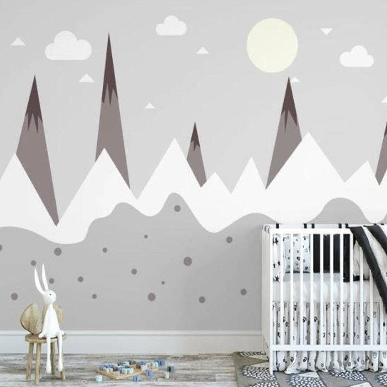 Snowy Peaks Serenity Baby Room Wallpaper - Nature-Inspired Nursery Wall Decor for Boys & Girls | Perfect for Bedroom, Playroom & Daycare