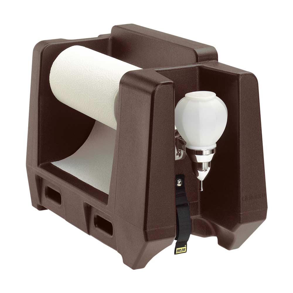 Cambro HWAPR131 Commercial Handwashing Station with Paper Towel Holder & Soap Dispenser - Dark Brown for Restaurants, Food Service & Healthcare Facilities