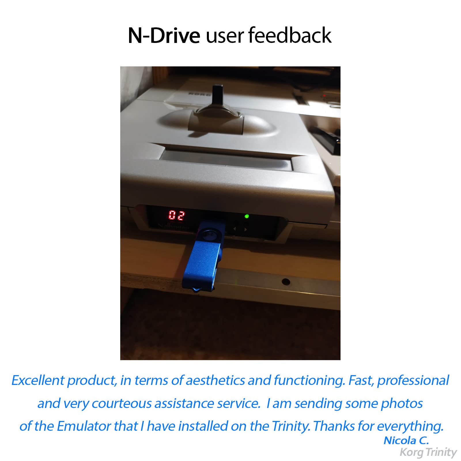 N-Drive 100 USB Floppy Disk Emulator for Korg Trinity Series - Replace Old Floppy Drives with USB Storage for Music Production & Live Performances
