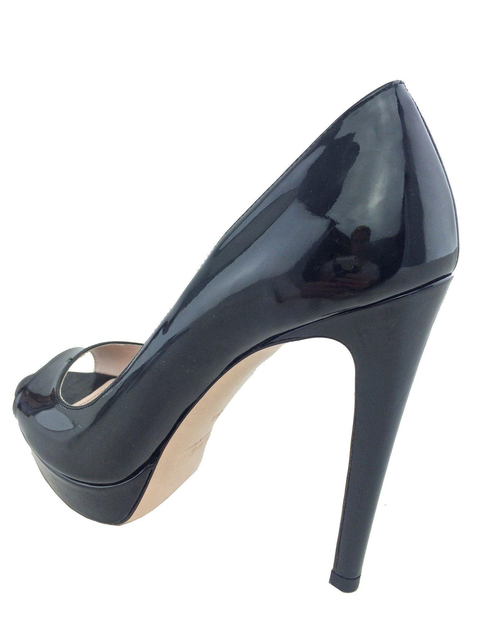 Miu Miu Patent Leather Platform Peep Toe Pumps Women's Size 6 US | High Heel Dress Shoes for Party, Wedding & Evening Events