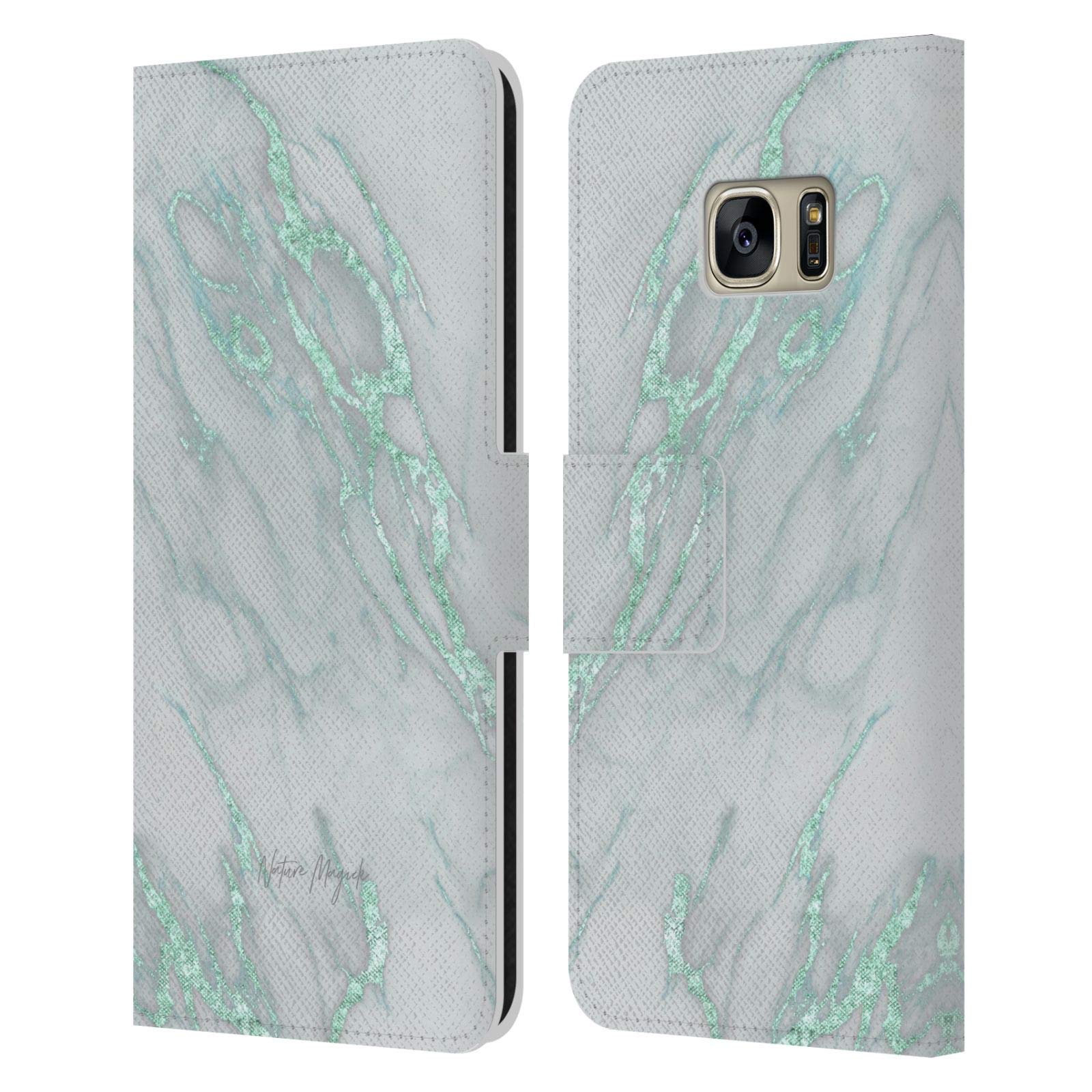 Head Case Designs Nature Magick Teal Marble Leather Book Wallet Case for Samsung Galaxy S7 – Stylish Protection for Everyday Use & Travel