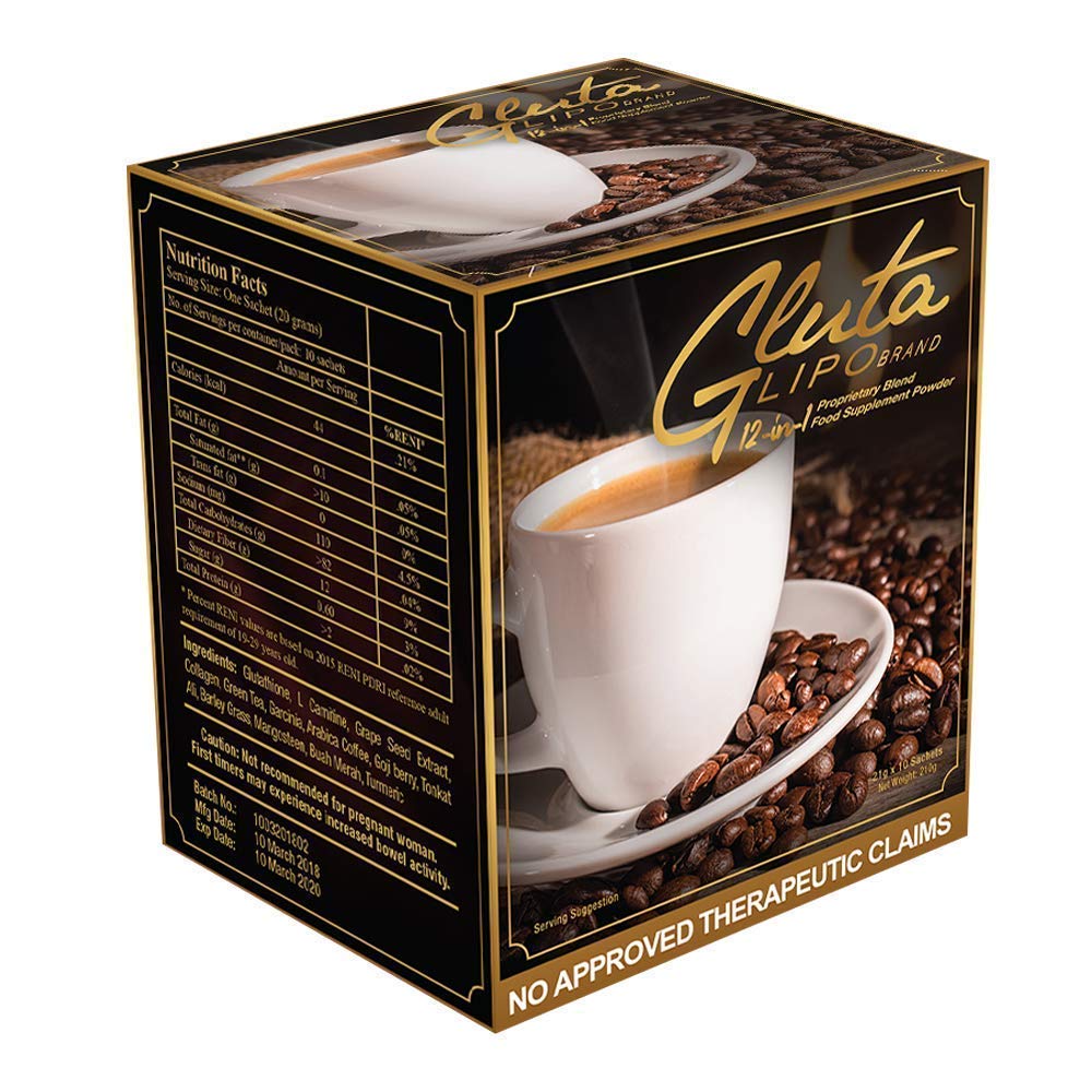 GlutaLipo Coffee 12-in-1 Weight Loss Drink - 2 Boxes (40 Sachets Total) - Antioxidant Rich Metabolism Booster for Energy & Fat Burning - Perfect for Morning Routine or Pre-Workout