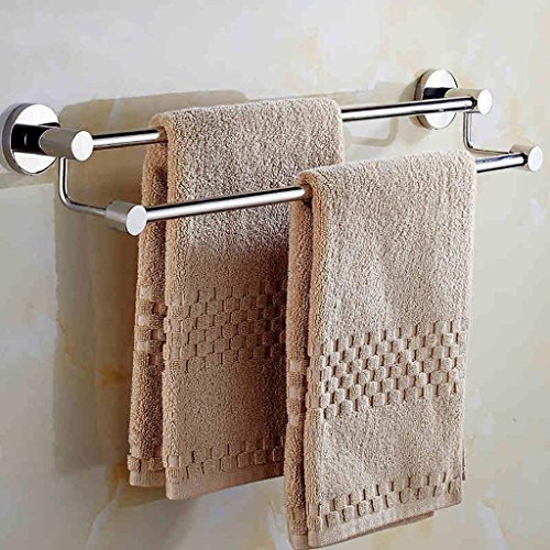 Stainless Steel Double Rail Wall Mount Towel Rack Holder - 60cm Minimalist Shelf for Kitchen & Bathroom - Space Saving Bath Towel Organizer for Modern Homes (Perfect for Small Spaces & Apartment Living)