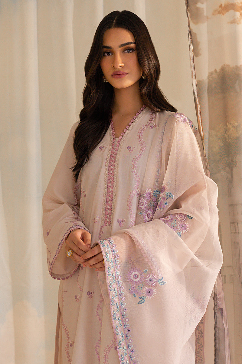 Elegant Hushed Violet 3-Piece Lawn Embroidered Suit for Women - Perfect for Weddings, Parties & Special Occasions