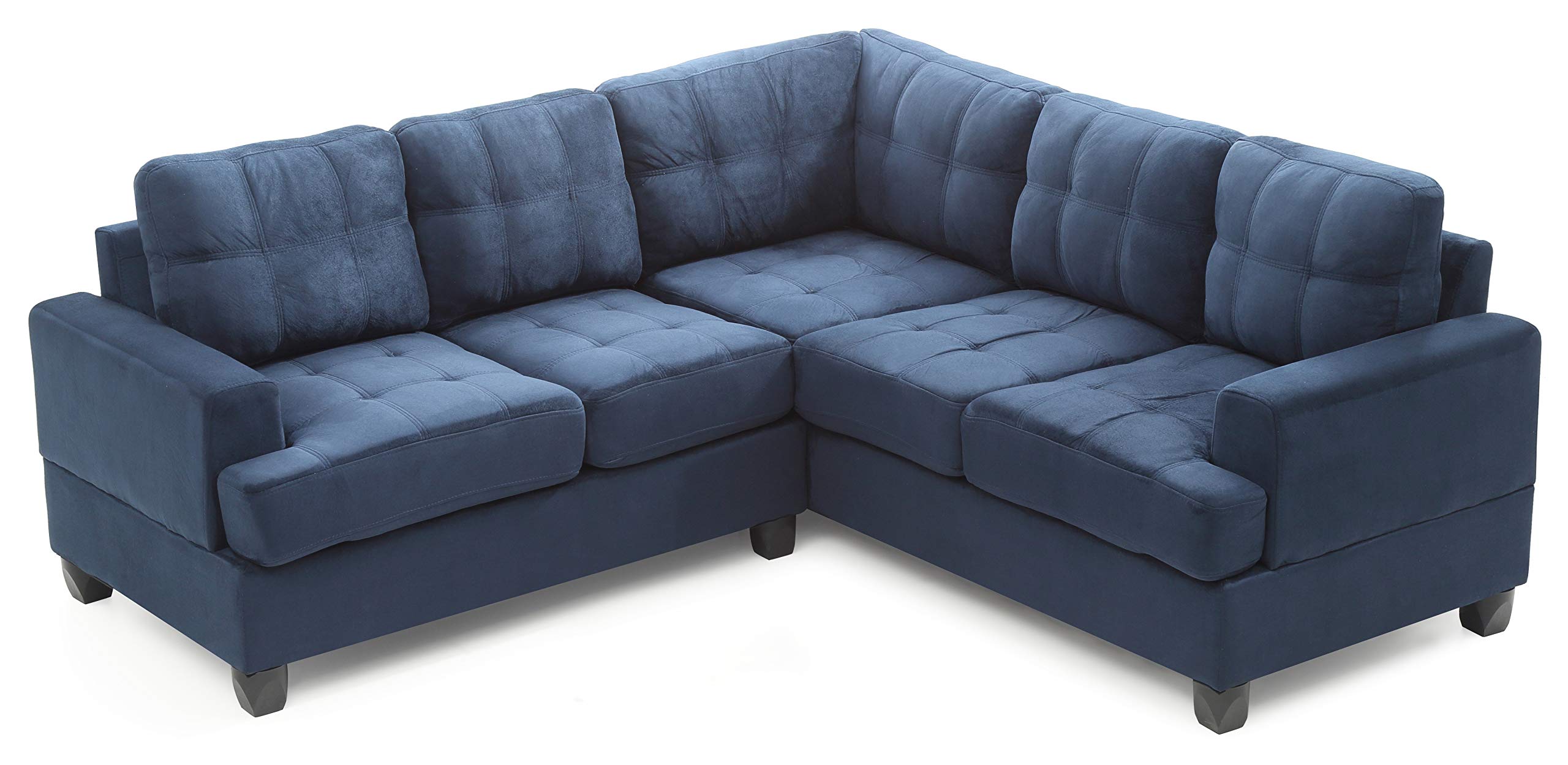 Glory Furniture G510B-SC Modern Navy Blue Sectional Sofa Set - 2-Piece L-Shaped Couch with Soft Fabric for Living Room, Family Room & Home Theater Comfort