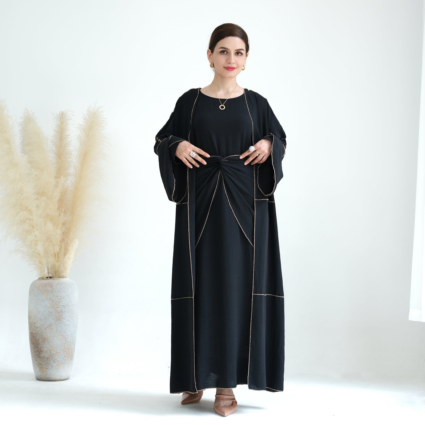 Nadia 4 Piece Abaya Set - Black | Modest Islamic Prayer Dress for Women | Perfect for Eid, Mosque & Special Occasions