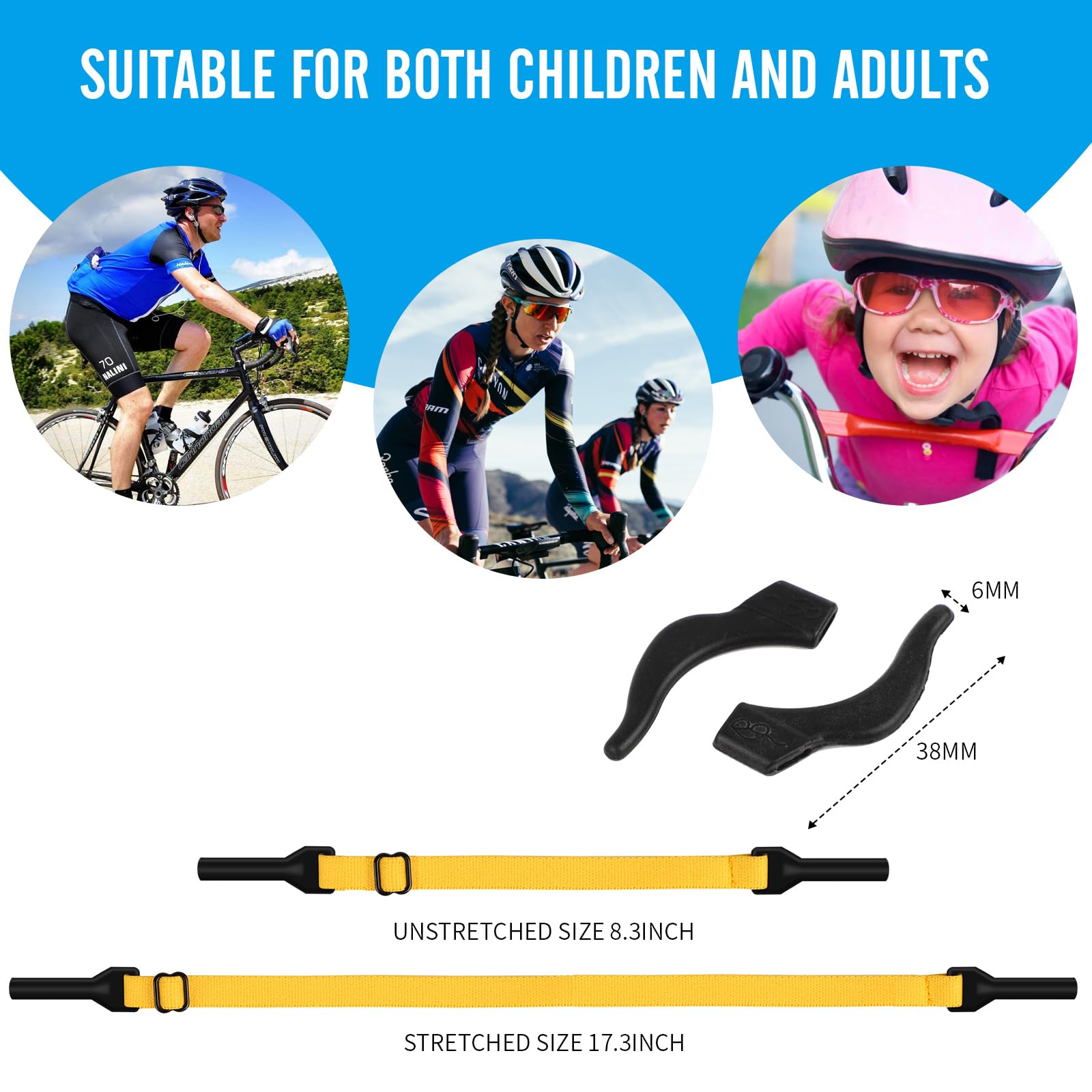 Adjustable Eyeglass Strap for Kids & Sports - Safety Retainer for Sunglasses & Bike Riding