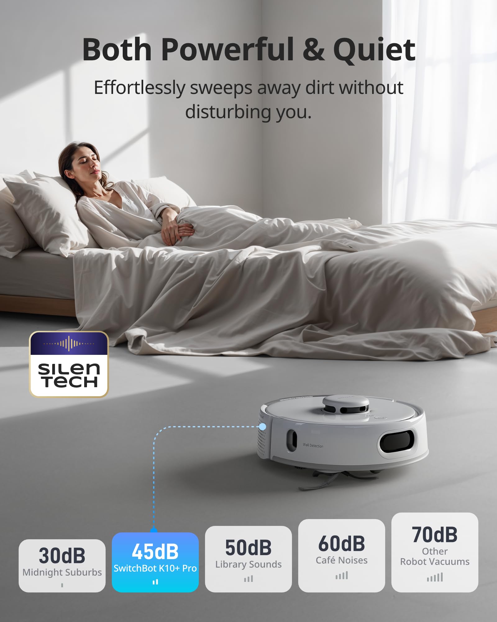 SwitchBot K10+ Pro Self-Emptying Robot Vacuum - 90 Days Hands-Free, Ultra Quiet Mini Vacuum with Strong Suction & Anti-Hair Tangle - Alexa/Siri/Matter Compatible (Hub 2 Required) - 2.4GHz WiFi - Perfect for Pet Hair, Hard Floors & Small Apartments