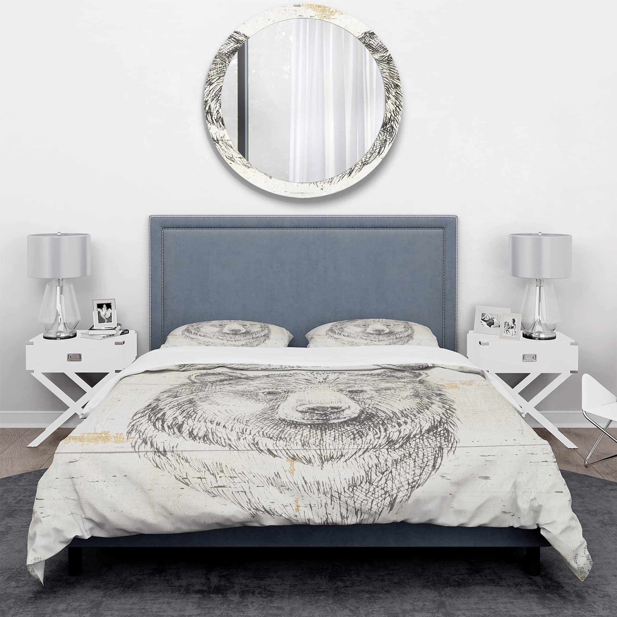 Premium Grey King Size Duvet Cover Set - 3 Piece Animal Print Bedding Set for All Seasons | Soft & Breathable Traditional Design | Perfect for Master Bedroom, Guest Room, or Vacation Home