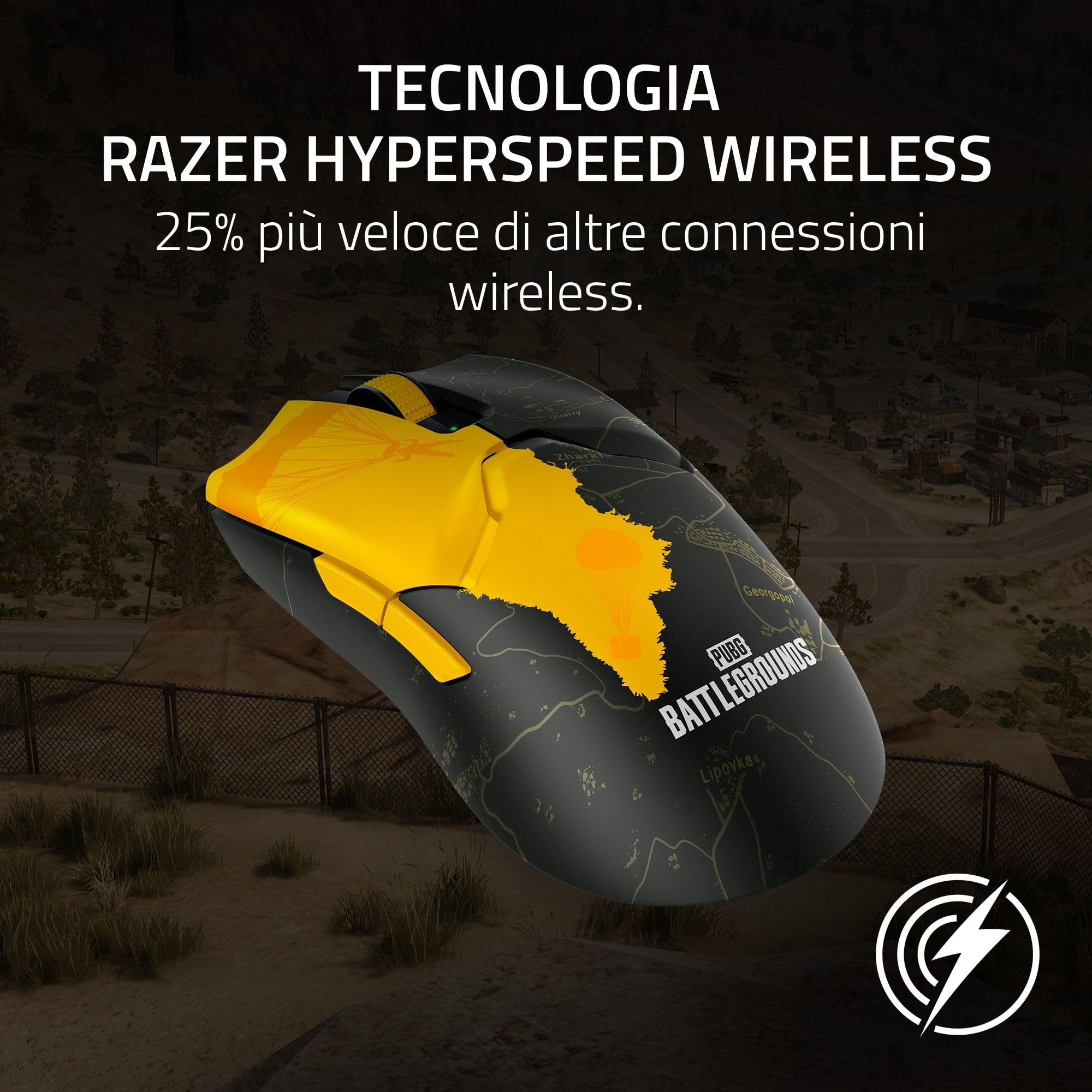 Razer Viper V2 Pro Wireless Gaming Mouse - 58g Ultralight Esports Mouse with 30K DPI Sensor, HyperSpeed Wireless, Gen-3 Optical Switches, 5 DPI Settings (PUBG Edition) - Perfect for Competitive FPS, MOBA Gaming & Professional Esports Tournaments