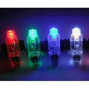 Flashing Panda FingerBeams LED Finger Ring Flashlights - 12 Pack (3 Cards of 4 Colorful Lights) for Camping, Hiking, Concerts & Emergency Use