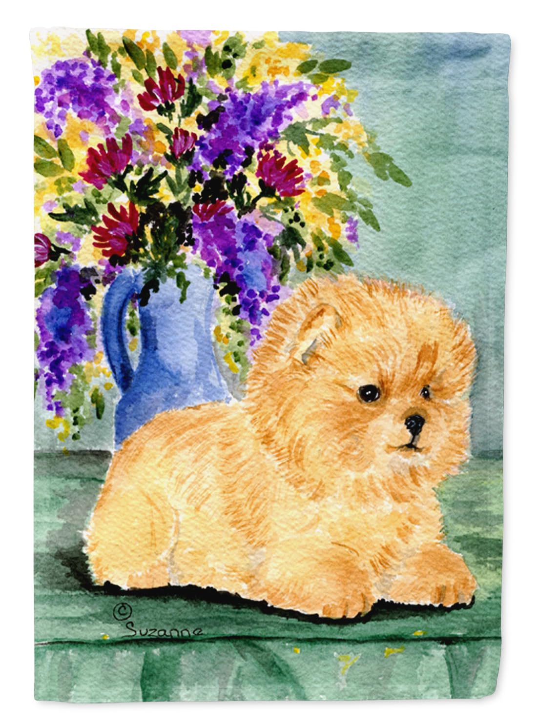 Pomeranian Garden Flag - Decorative Yard Banner for Mailbox, Flower Beds & Patio | Outdoor Dog Lover Artwork | Weather-Resistant Multicolor Design | Perfect for Seasonal Decor & Pet-Themed Landscaping