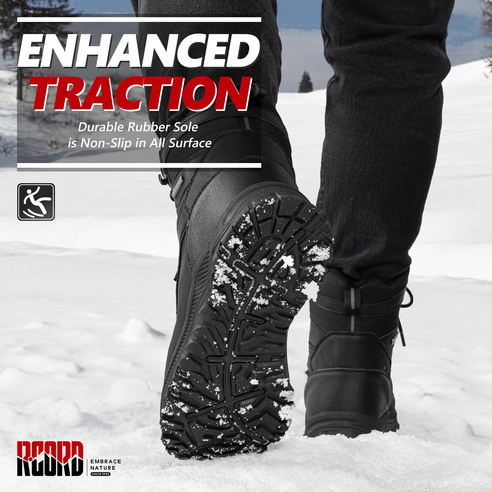 Men's Waterproof Insulated Snow Boots - Winter Hiking Shoes with High Traction | Military Tactical Boots for Cold Weather & Outdoor Adventures