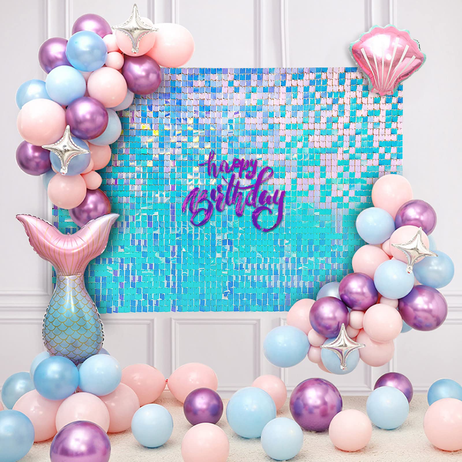 24 Pack Shimmer Wall Backdrop Panels - Blue & Purple Sequins Party Decor for Wedding, Anniversary, Birthday, Graduation, Engagement, Bachelorette - Perfect for Photo Booths, Stage Backgrounds & Event Decorations