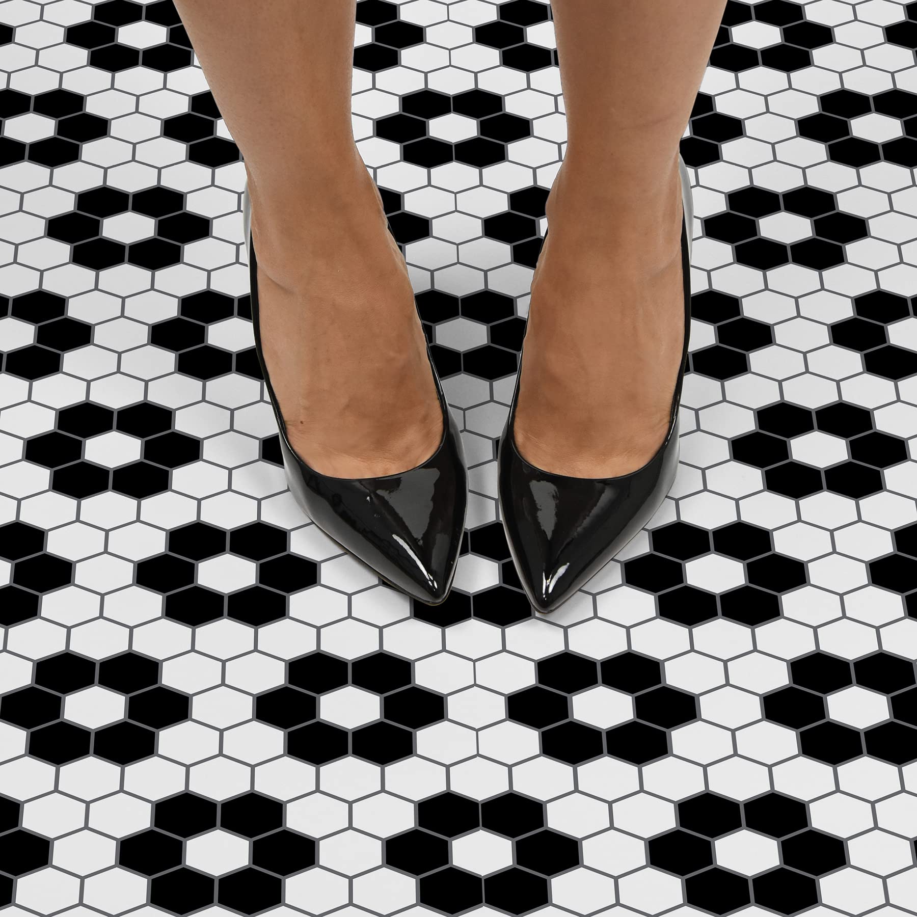 FloorPops FP3931 Peel and Stick Vinyl Floor Tiles - Black, Easy DIY Installation, Waterproof & Durable (2-Pack) - Perfect for Kitchen, Bathroom, Laundry Room & Home Renovation