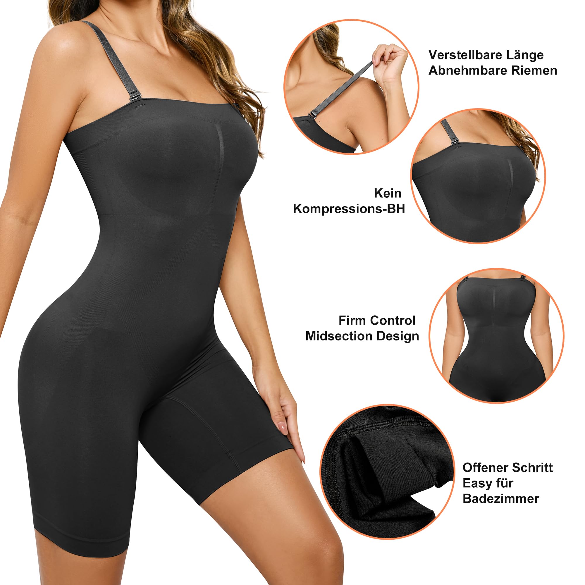 FXTYK Women's Strapless Shapewear Bodysuit - Tummy Control & Full Body Sculpting with Adjustable Detachable Shoulder Straps | Seamless Slimming Shorts for Wedding, Evening Dress, and Everyday Wear