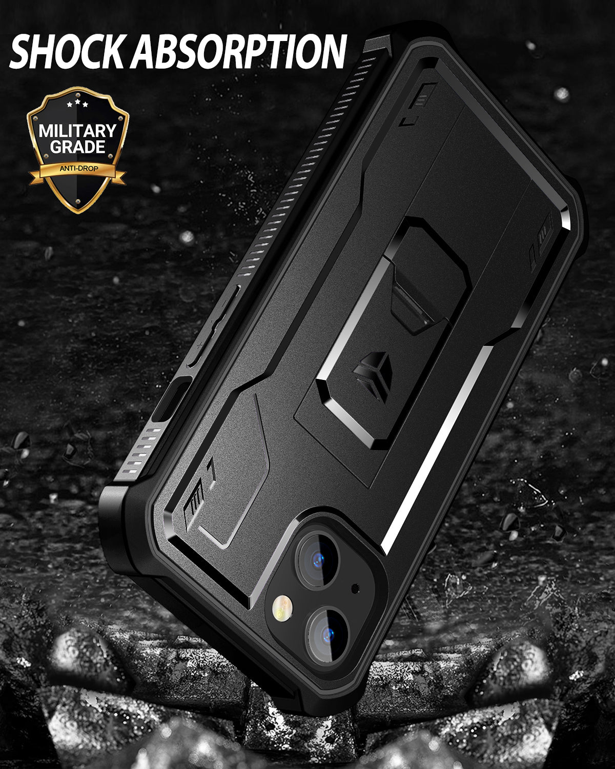 Dexnor Heavy Duty Shockproof iPhone 14/13 Case with Built-in Screen Protector & Adjustable Kickstand - Perfect for Outdoor Adventures, Work, and Travel Protection