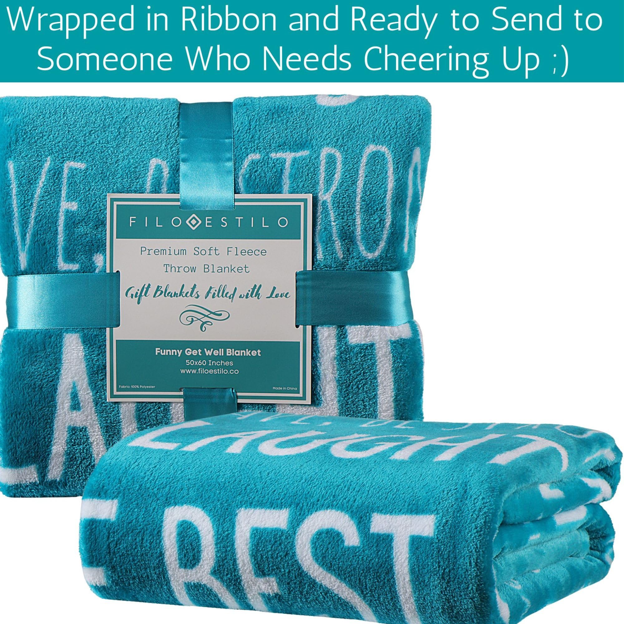 Funny Healing Blanket for Someone Sick - Get Well Gift for Surgery Recovery, Cancer Patients & Friends - Unique Sarcastic Stress Relief Throw (Teal) | Perfect for Hospital Stays, Chemo Comfort & Cozy Home Recovery