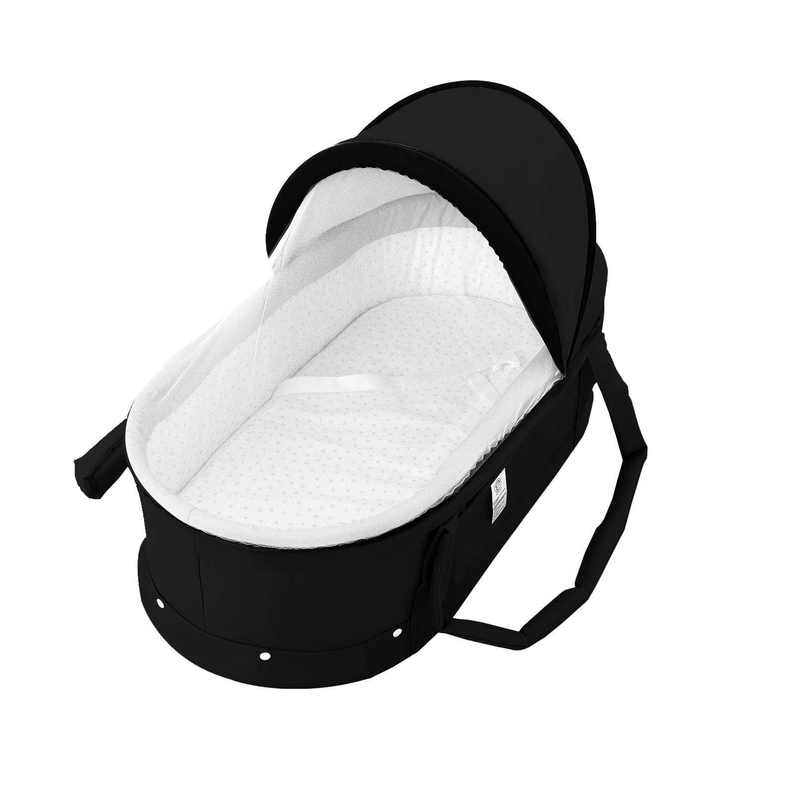 2-in-1 Portable Baby Travel Bassinet with Sunshade Cover - Foldable Washable Newborn Sleeper Bed for Airplane, Car & Home Use - Black