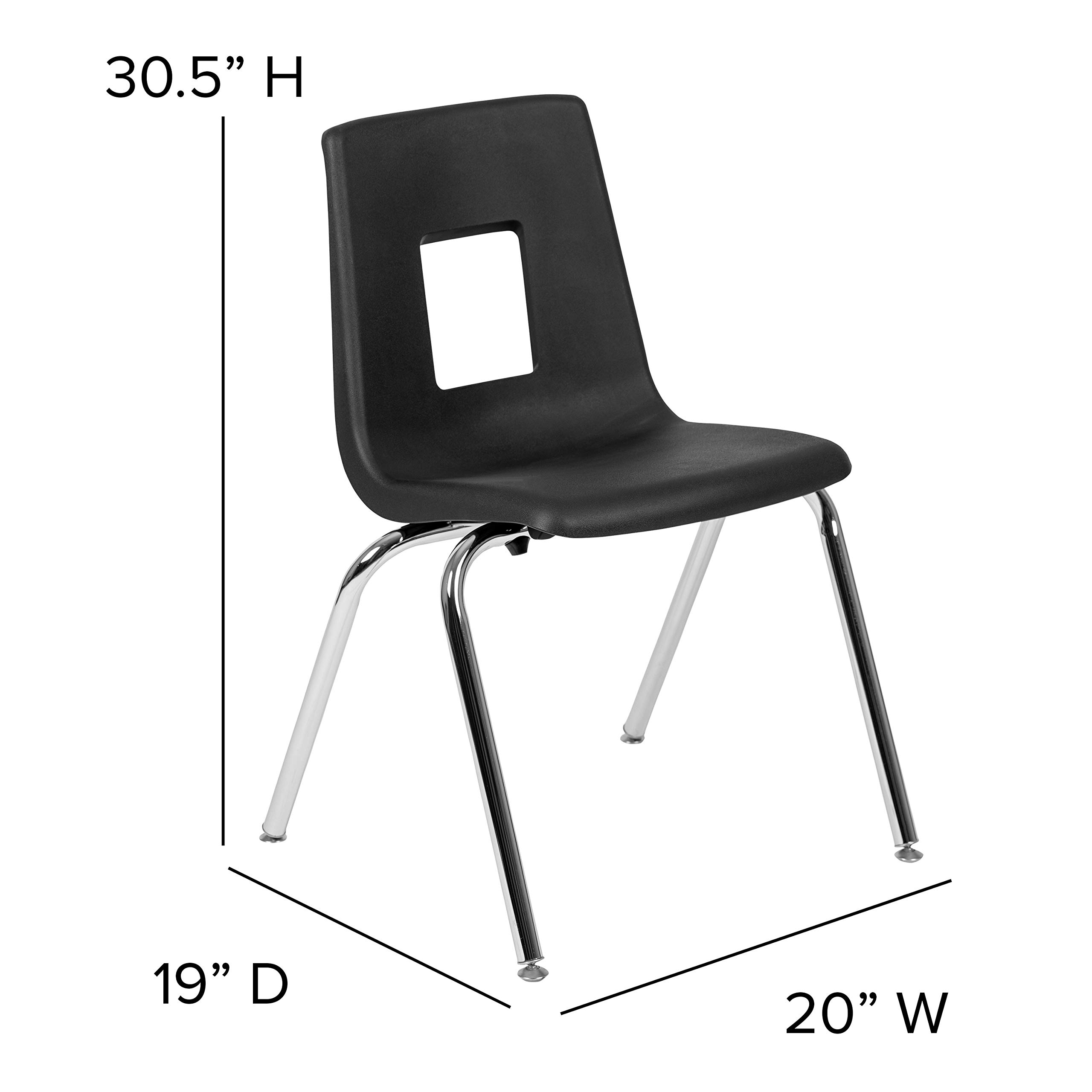 EMMA + OLIVER 4-Pack Black 18-inch Stackable School Chairs for Students - Durable Classroom Chairs for School, Office, and Home Study Use