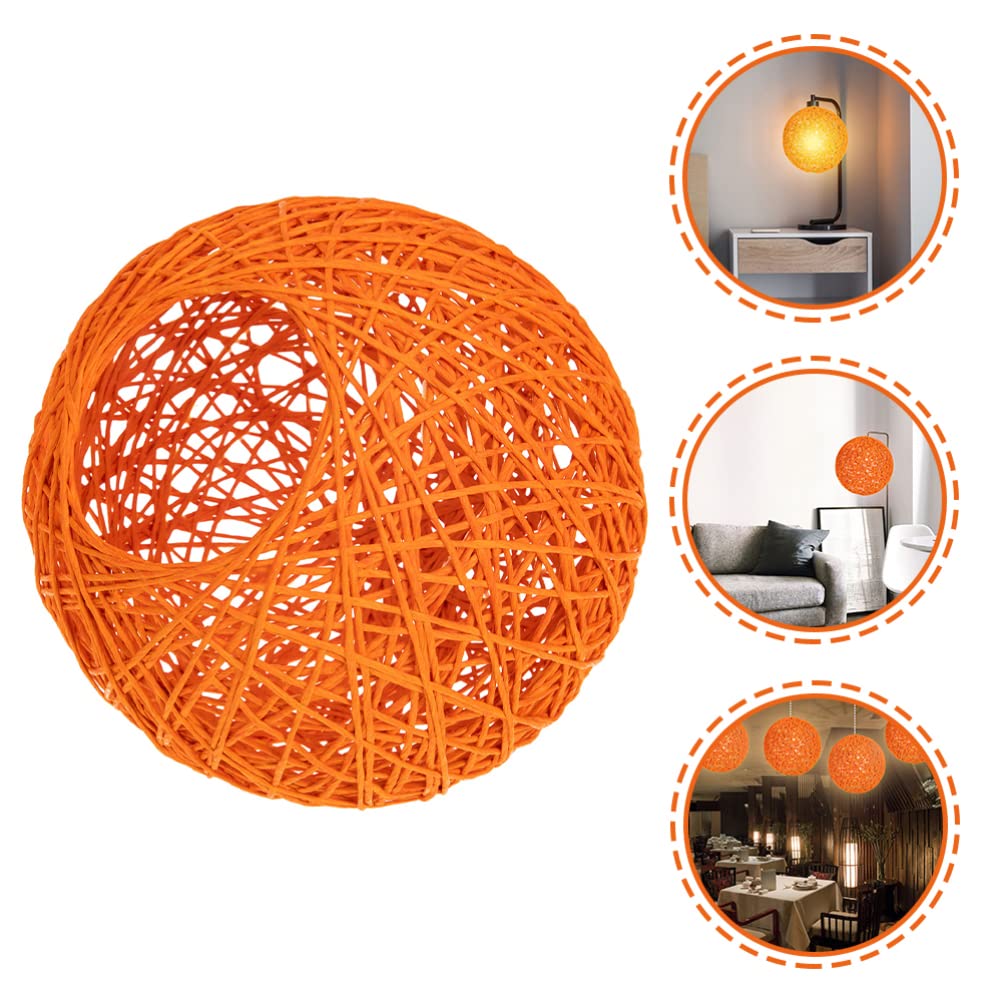 Vintage Rattan Chandelier Shade - Farmhouse Wicker Pendant Lamp Shade for Bar Counter, Dining Room & Living Room Lighting - Uonlytech Paper Ball Lampshade