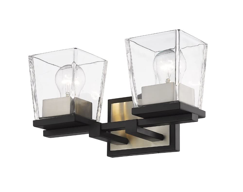 Z-Lite 2 Light Vanity Bathroom Fixture 475-2V-MB-OBR, Clear Glass Shade - Perfect for Modern Bathroom & Powder Room Lighting