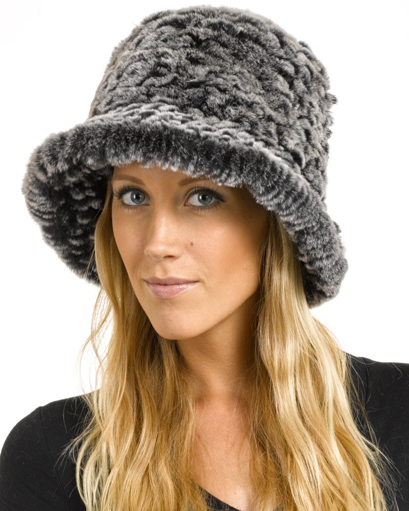Stylish Estelle Rex Rabbit Fur Bucket Hat for Women - Winter Fashion Accessory - Perfect for Outdoor Activities, Travel & Cold Weather