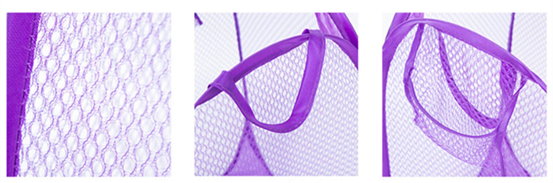 Foldable Portable Mesh Laundry Hamper for Baby Clothes & Kids Toys - Nursery Storage Basket, Pop Up Camper Organizer (Purple) - Perfect for Daycare, Travel & Small Space Organization