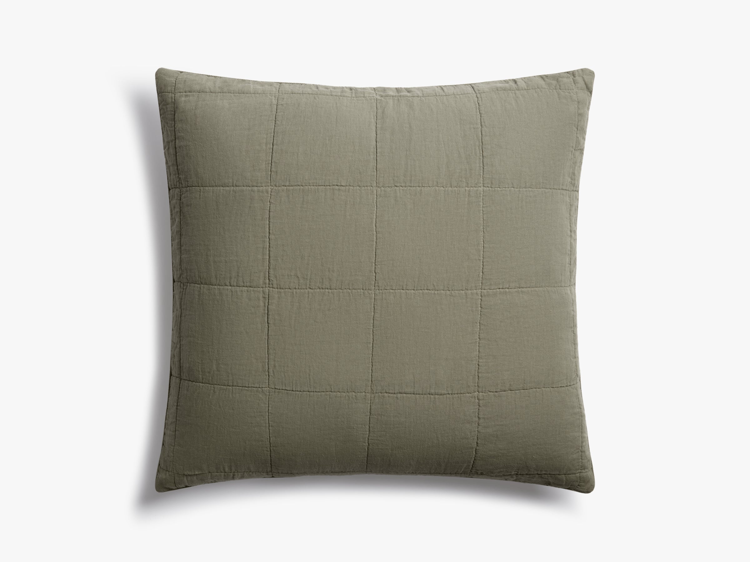 Linen Box Quilted Euro Sham Pillow Cover - Moss Green Decorative Bedding for King/Queen Size - Perfect for Farmhouse, Boho & Modern Bedroom Decor