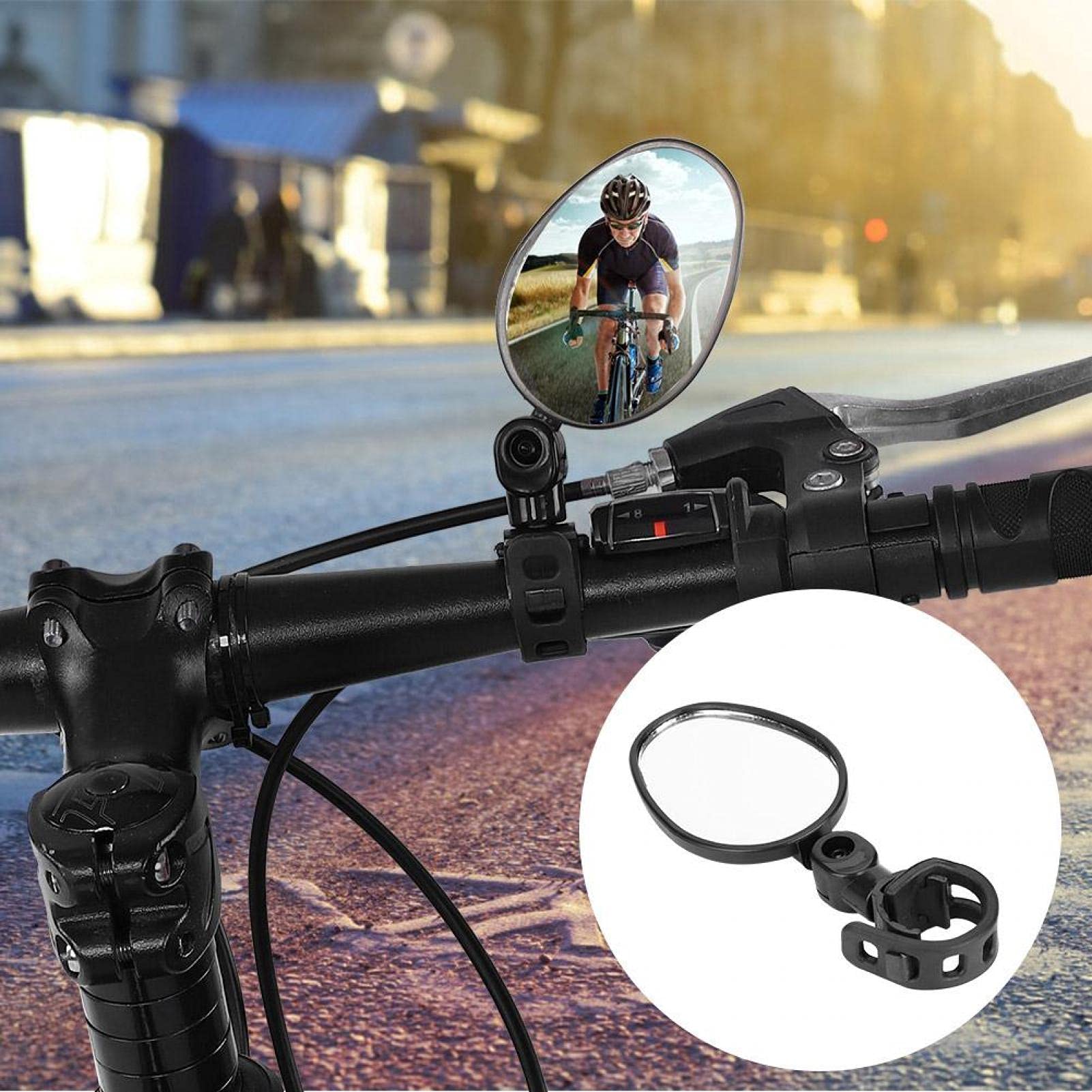 360° Rotatable Bike Mirror - Adjustable Handlebar Rearview Mirror for Road Bikes, Mountain Bikes & Motorcycles | Enhanced Safety for Cycling, Commuting & Outdoor Adventures