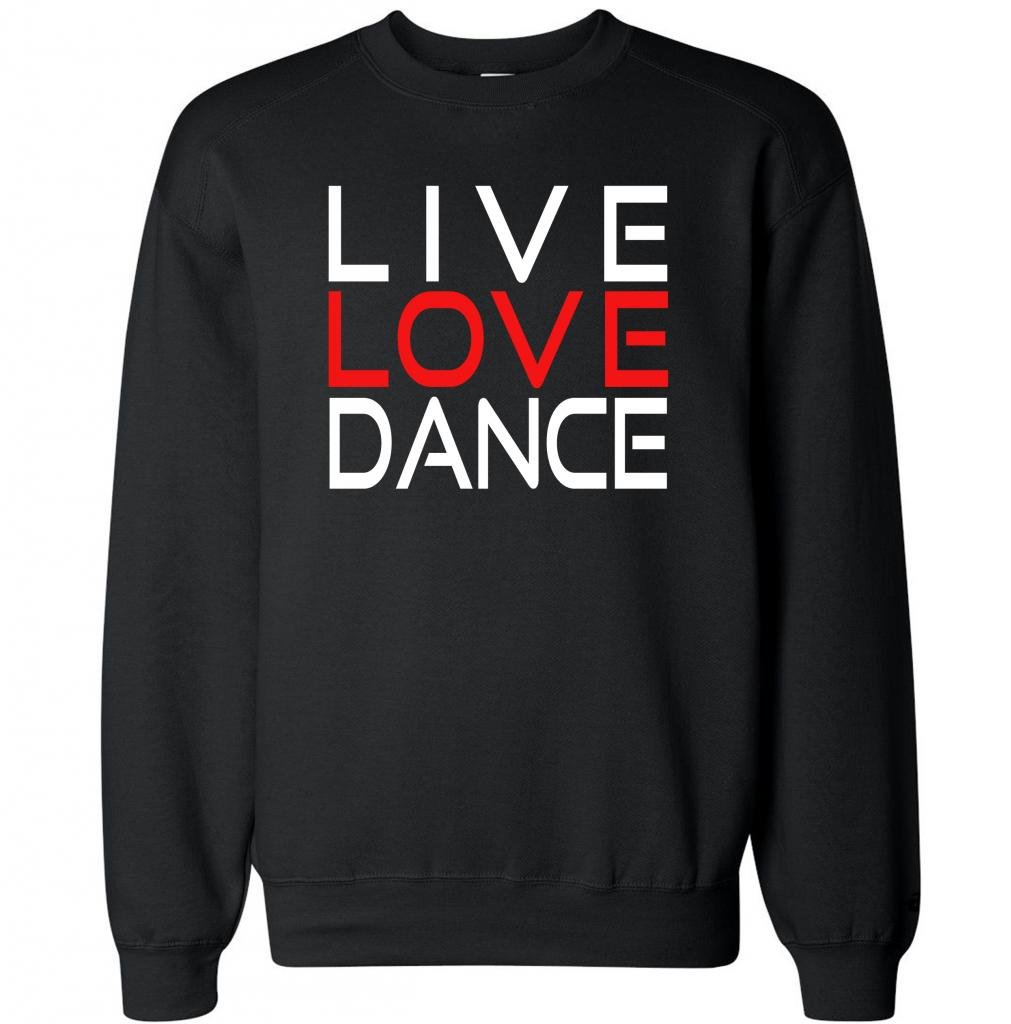 FTD Apparel Men's Live Love Dance Crew Neck Sweater - Soft Casual Pullover for Dancing, Streetwear & Everyday Comfort | Perfect for Dance Classes, Lounge Wear & Winter Fashion