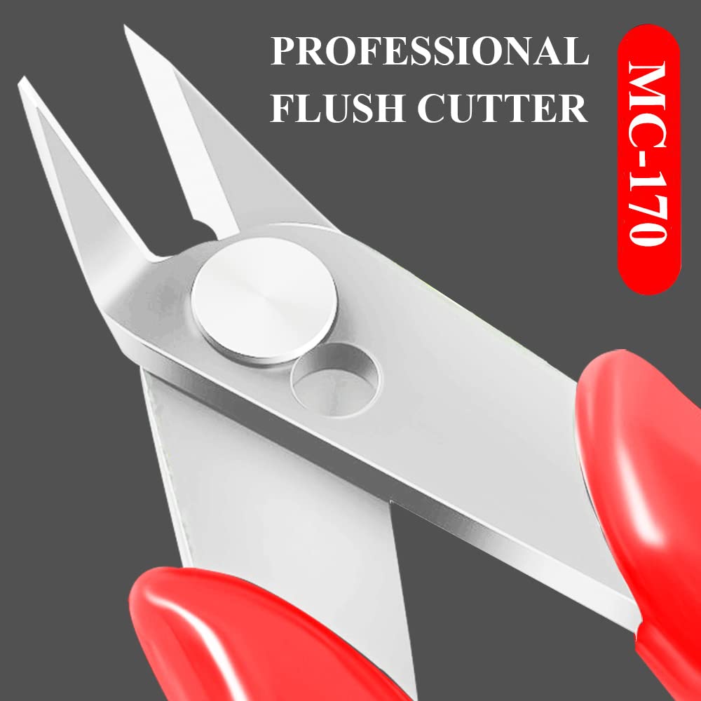 MONVICT 5 Inch Micro Wire Cutters - Ultra Sharp Flush Cutters with Spring for Precision Cutting | Perfect for 3D Printing, Electronics, Jewelry Making & DIY Crafts | Small Side Cutting Pliers for Wires, Beads & Electrical Work