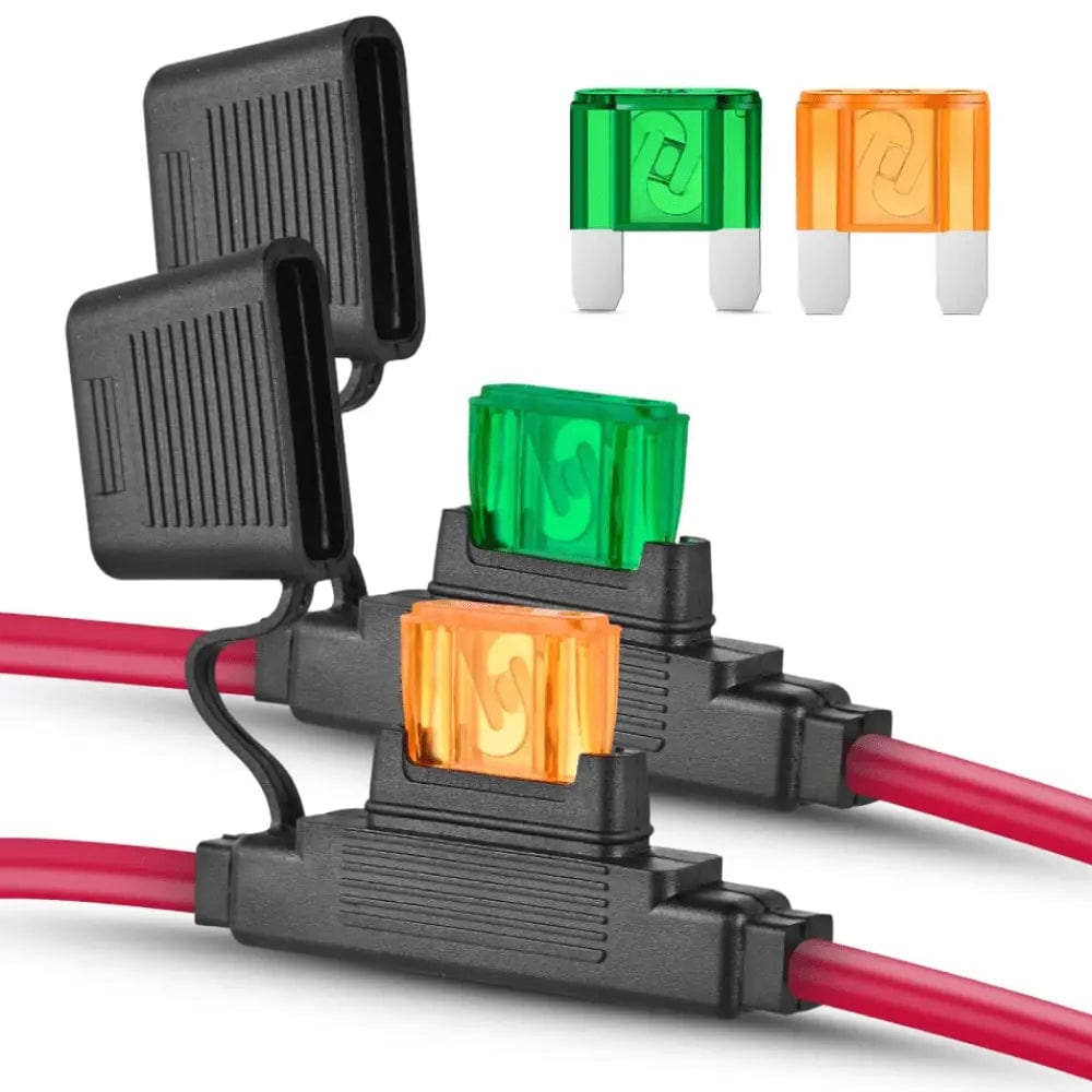 10 Gauge Inline Maxi Fuse Holder with 2 Pcs 30AMP 40AMP Blade Fuse - Heavy Duty Automotive Fuse Box Replacement for Car, Truck, RV & Marine Electrical Systems