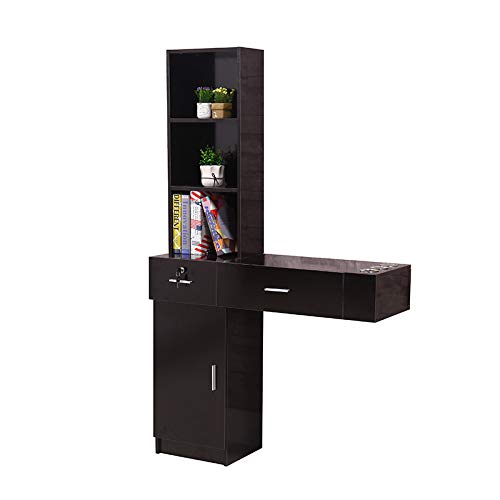 Wall Mount Barber Station Storage Cabinet - Lockable Drawer with 3 Hair Dryer Holders, Salon Equipment for Hair Styling & Spa (Black) | Perfect for Professional Barbershops & Home Salon Setup