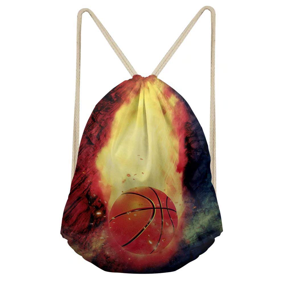 Basketball Pattern Drawstring Backpack - Lightweight Gym Sports Bag for Teen Boys - Perfect for School, Travel & Basketball Practice