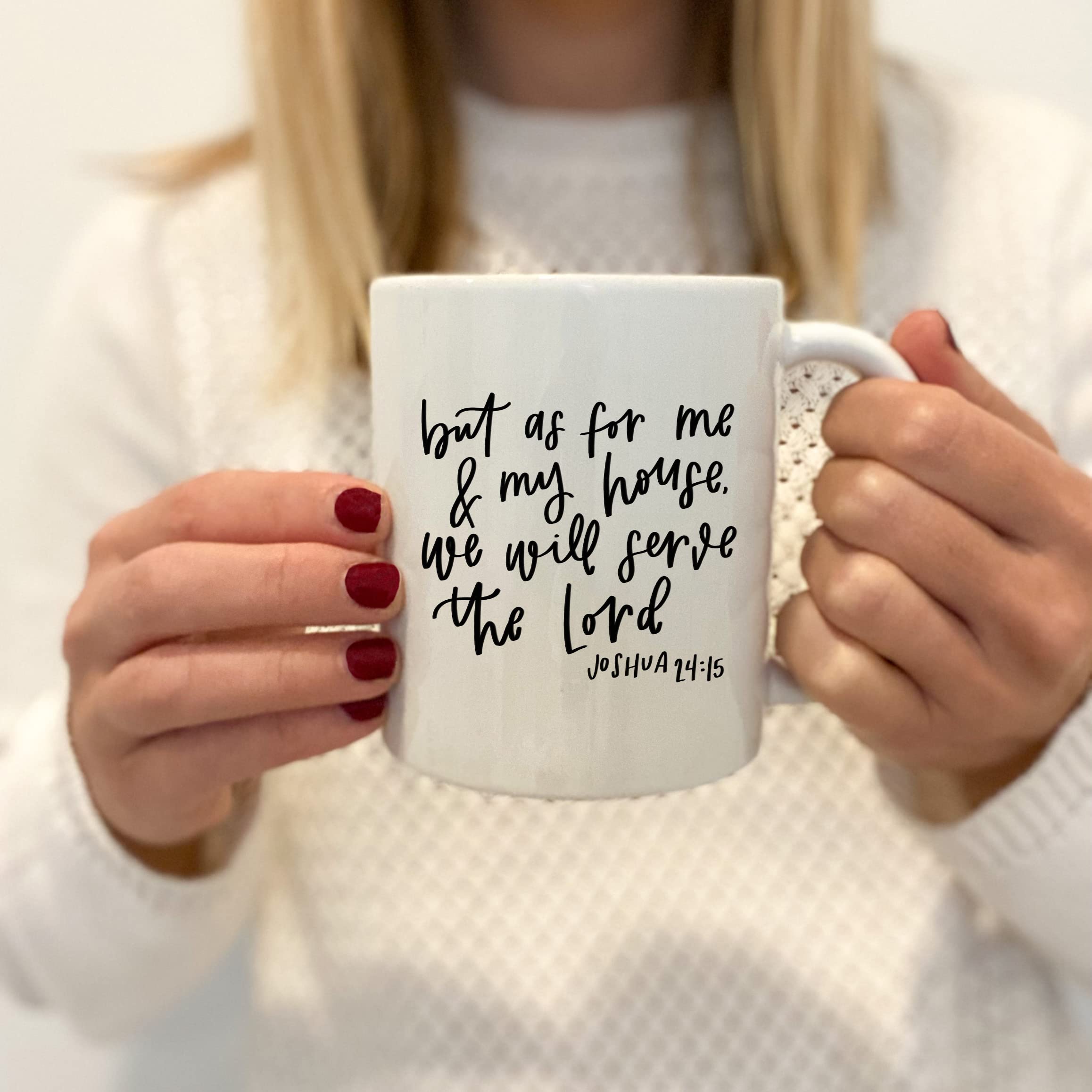 Christian Coffee Mug with Bible Verse - Joshua 24:15 (11oz) for Faithful Morning Brews