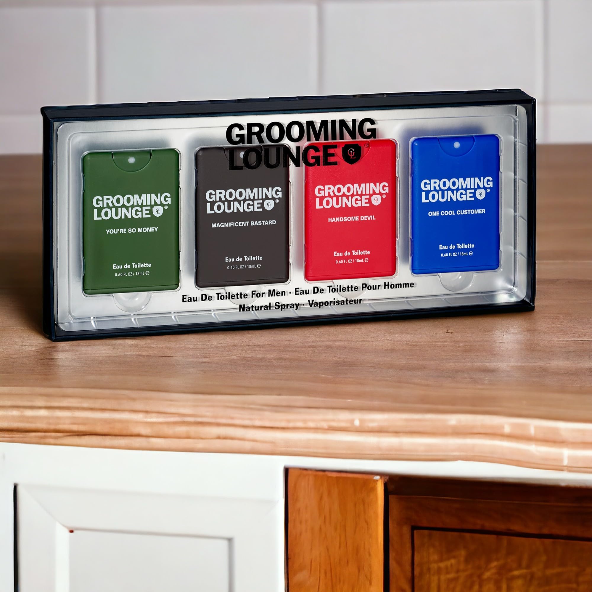 Grooming Lounge Travel Size Cologne Set - 4-Piece Men's Cologne Sampler Kit - Mini EDT Perfume for Work, Date & Special Occasions - Luxury Fragrance Gift for Him