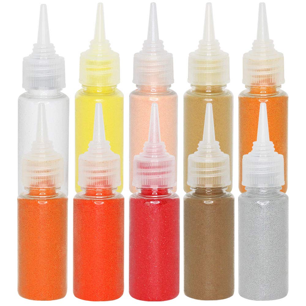 Just Artifacts Craft Sand for Terrariums - 10pcs Assorted Colors (1.25oz Bottles) | DIY Miniature Landscapes, Fairy Gardens & Succulent Decor | Yellow Tones for Creative Projects