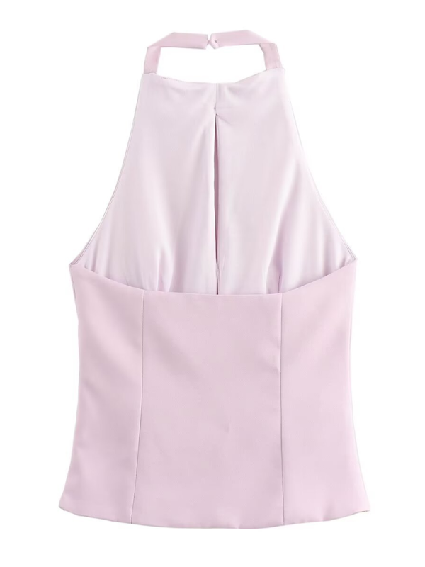 Elegant Bowknot Halter Top for Women - Summer Fashion Tops, Sleeveless Crop Tops, Casual Beachwear for Vacation & Outdoor Activities