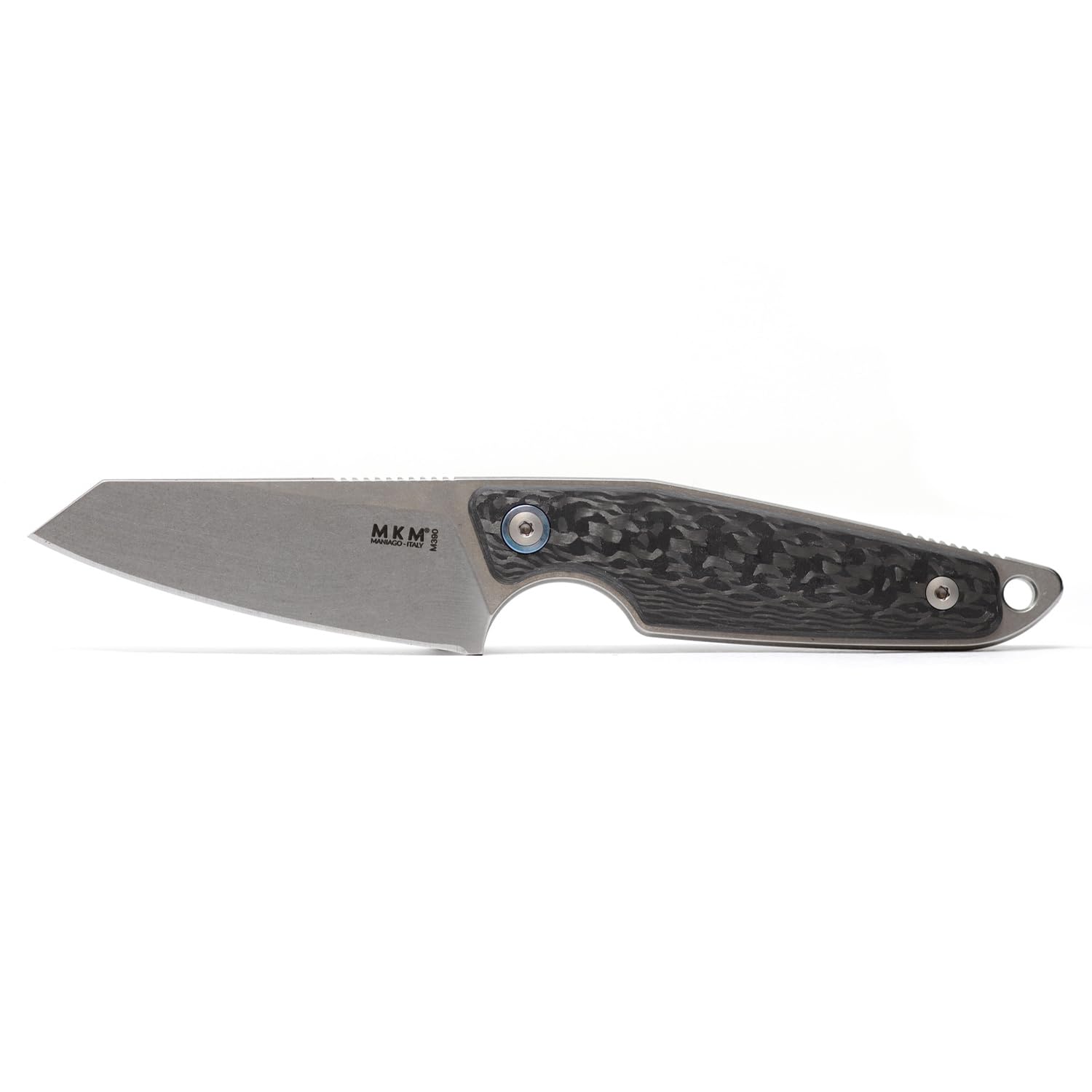 MAKRO 2 Sheepsfoot Fixed Blade Knife - Premium M390 Super Steel, Full Tang Design by Jesper Voxnaes, Italian Crafted with Carbon Fiber Handle & Leather Sheath | Perfect for Outdoor Survival, Hunting, Camping and Everyday Carry (EDC)