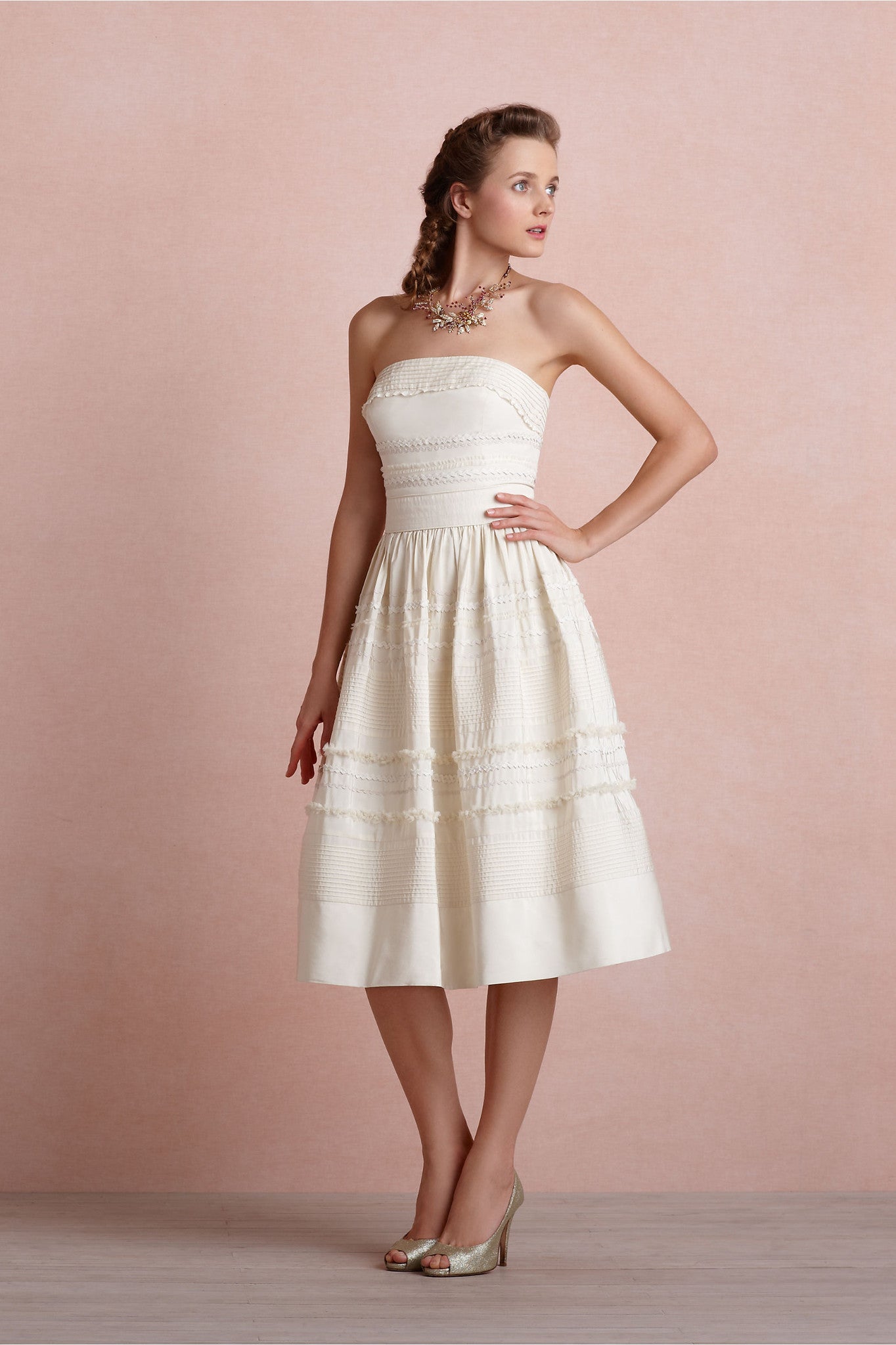 BHLDN Fondant Tea Dress - Elegant Floral Lace Midi Dress for Women | Perfect for Weddings, Bridal Showers & Special Occasions