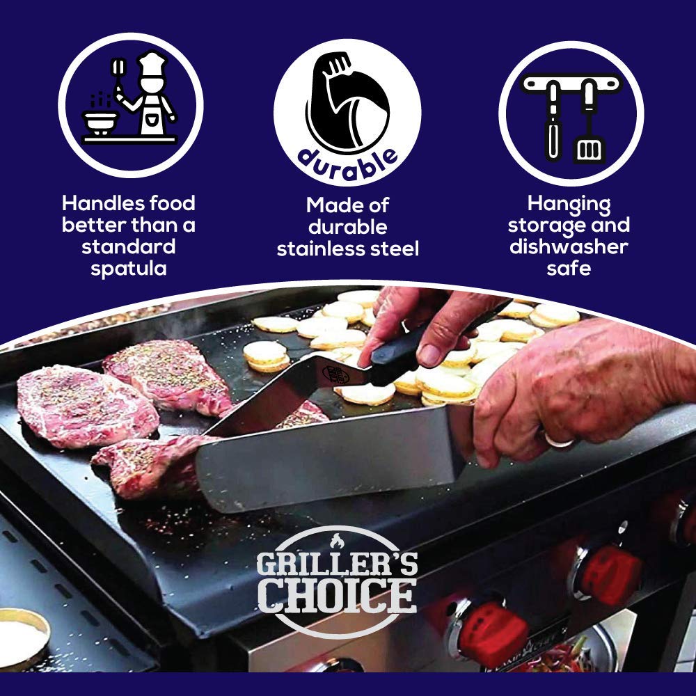 Grillers Choice - Ultimate Griddle Accessories Set - Heavy Duty Stainless Steel Spatula Set for Flat Top Grills, Hibachi & BBQ - Professional Chef Designed - Perfect for Outdoor Cooking, Backyard Grilling & Commercial Use